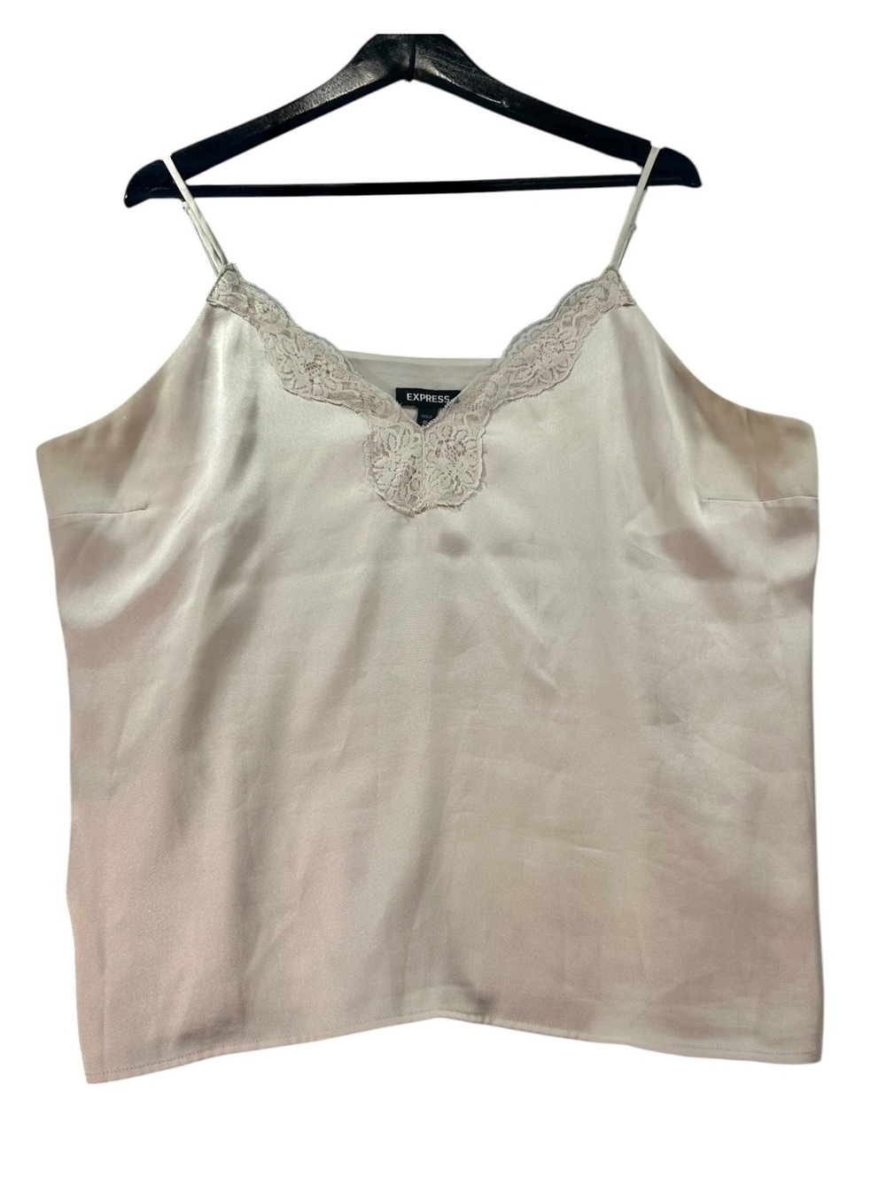 Express Ivory Satin Lace Trim Camisole Size XL